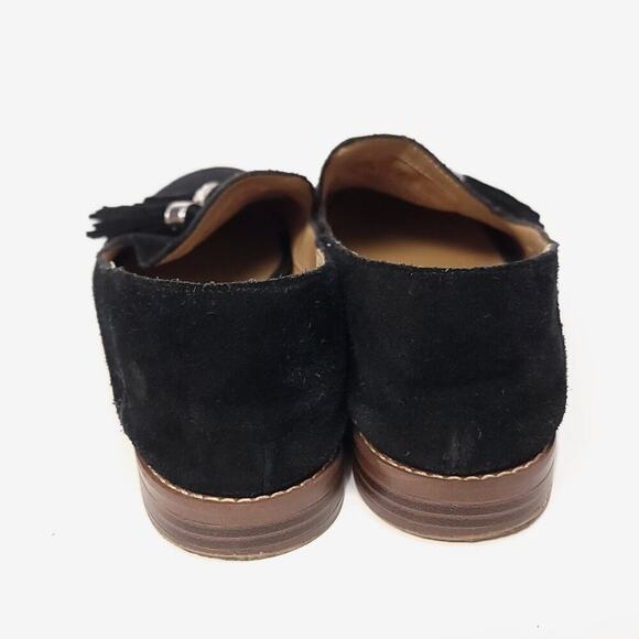 Franco Sarto Flat Loafers Size 7.5 Black Leather Shoes Women's Suede Used - Picture 6 of 13